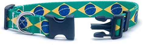 צווארון כלבים ורצועה מוגדרים עם דגל ברזיל | נהדר לחופשות ברזילאיות, אירועים מיוחדים, פסטיבלים, ימי עצמאות וכל